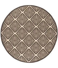 Safavieh Linden  Creme / Brown LND132 6 ft. 7 in. X 6 ft. 7 in. Round Rug