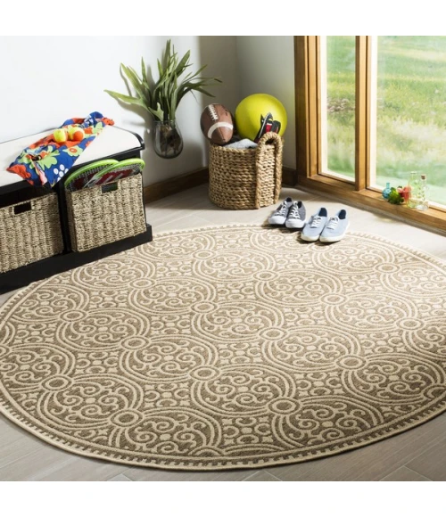 Safavieh Linden  Cream / Beige LND134 6 ft. 7 in. X 6 ft. 7 in. Round Rug