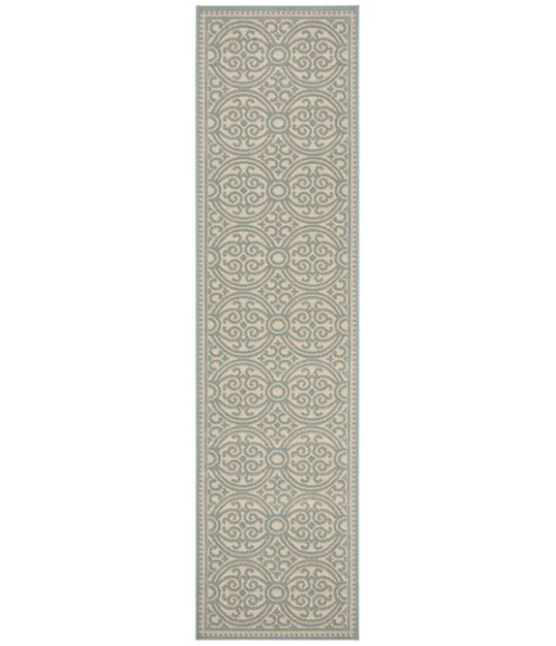 Safavieh Linden  Aqua / Cream LND134 2 ft. 2 in. X 8 ft. Runner Rug