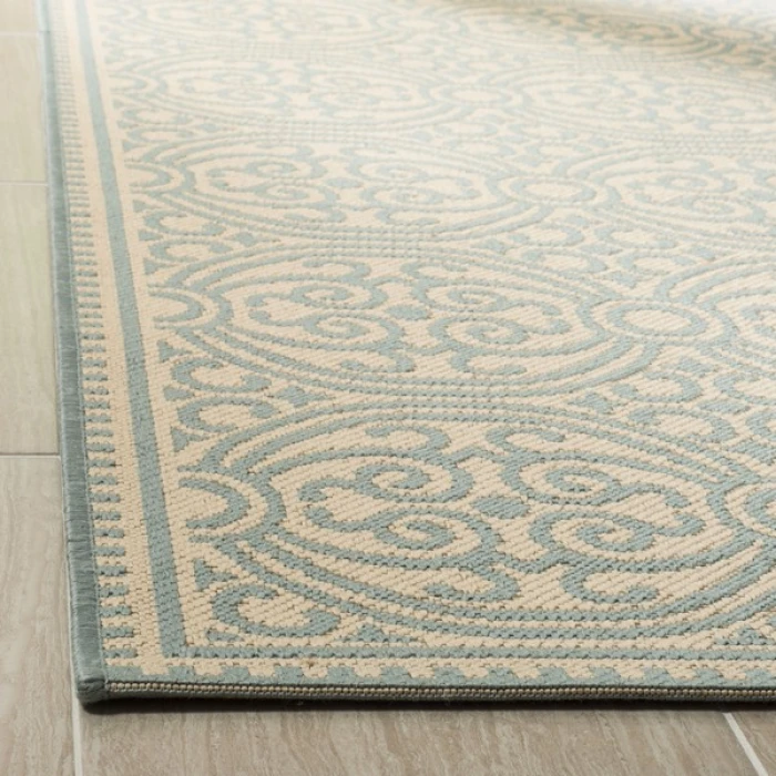 Safavieh Linden  Aqua / Cream LND134 2 ft. 2 in. X 8 ft. Runner Rug