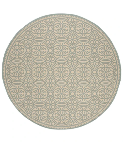 Safavieh Linden  Aqua / Cream LND134 6 ft. 7 in. X 6 ft. 7 in. Round Rug