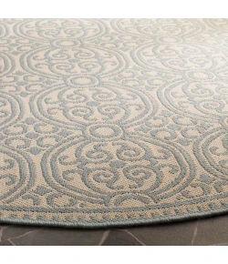 Safavieh Linden  Aqua / Cream LND134 6 ft. 7 in. X 6 ft. 7 in. Round Rug