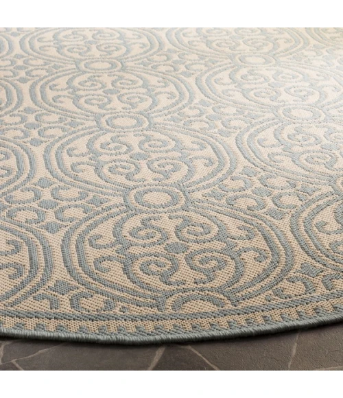 Safavieh Linden  Aqua / Cream LND134 6 ft. 7 in. X 6 ft. 7 in. Round Rug