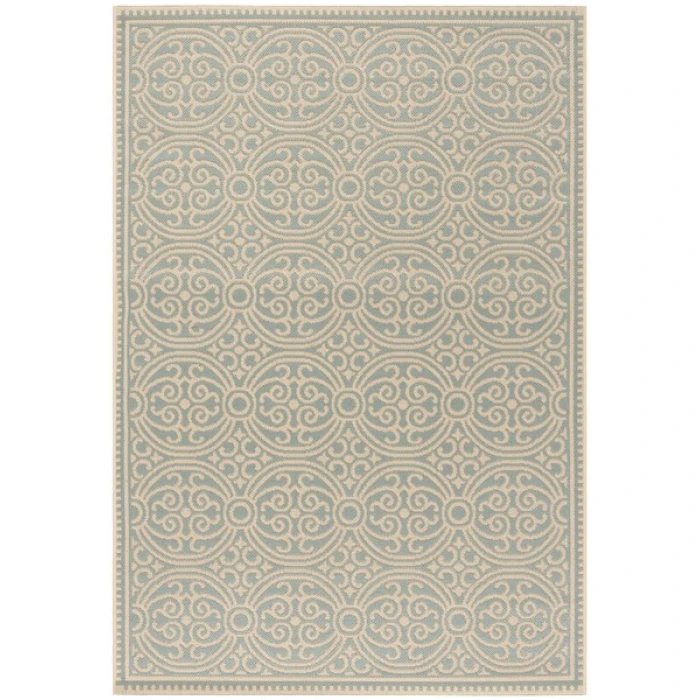 Safavieh Linden  Cream / Aqua LND134 5 ft. 3 in. X 7 ft. 6 in. Rectangle Rug
