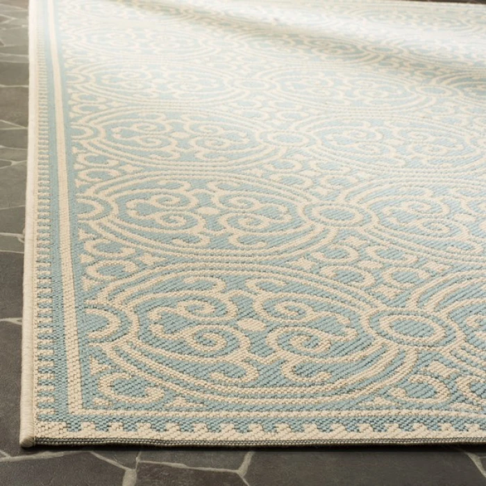 Safavieh Linden  Cream / Aqua LND134 5 ft. 3 in. X 7 ft. 6 in. Rectangle Rug