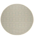 Safavieh Linden  Cream / Aqua LND134 6 ft. 7 in. X 6 ft. 7 in. Round Rug