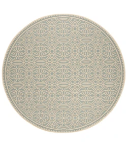 Safavieh Linden  Cream / Aqua LND134 6 ft. 7 in. X 6 ft. 7 in. Round Rug