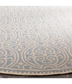 Safavieh Linden  Cream / Aqua LND134 6 ft. 7 in. X 6 ft. 7 in. Round Rug