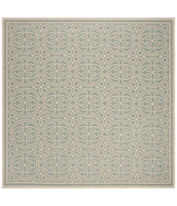 Safavieh Linden  Cream / Aqua LND134 6 ft. 7 in. X 6 ft. 7 in. Square Rug