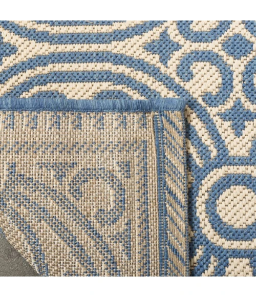Safavieh Linden  Blue / Creme LND134 6 ft. 7 in. X 6 ft. 7 in. Square Rug