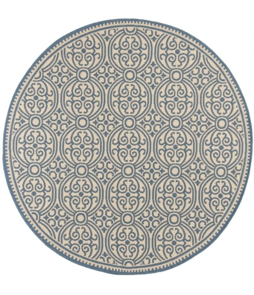 Safavieh Linden  Blue / Creme LND134 6 ft. 7 in. X 6 ft. 7 in. Round Rug