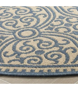 Safavieh Linden  Blue / Creme LND134 6 ft. 7 in. X 6 ft. 7 in. Round Rug