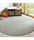 Safavieh Linden  Blue / Creme LND134 6 ft. 7 in. X 6 ft. 7 in. Round Rug