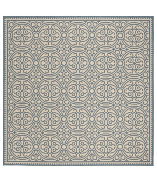 Safavieh Linden  Blue / Creme LND134 6 ft. 7 in. X 6 ft. 7 in. Square Rug