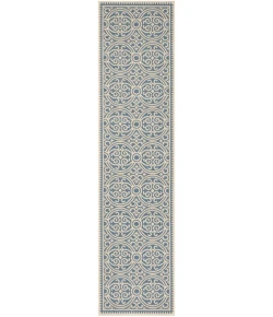 Safavieh Linden  Cream / Blue LND134 2 ft. 2 in. X 8 ft. Runner Rug
