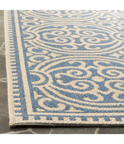 Safavieh Linden  Cream / Blue LND134 6 ft. 7 in. X 6 ft. 7 in. Square Rug