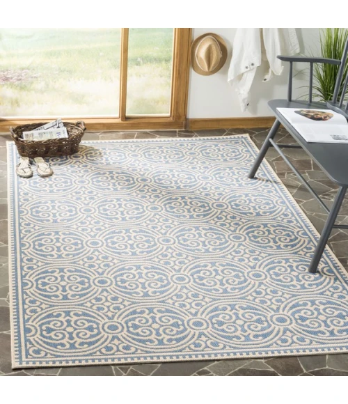 Safavieh Linden  Cream / Blue LND134 6 ft. 7 in. X 6 ft. 7 in. Square Rug