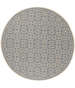 Safavieh Linden  Cream / Blue LND134 6 ft. 7 in. X 6 ft. 7 in. Round Rug