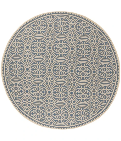 Safavieh Linden  Cream / Blue LND134 6 ft. 7 in. X 6 ft. 7 in. Round Rug