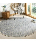 Safavieh Linden  Cream / Blue LND134 6 ft. 7 in. X 6 ft. 7 in. Round Rug