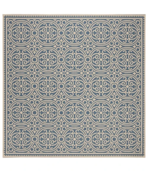 Safavieh Linden  Cream / Blue LND134 6 ft. 7 in. X 6 ft. 7 in. Square Rug