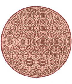 Safavieh Linden  Red / Creme LND134 6 ft. 7 in. X 6 ft. 7 in. Round Rug