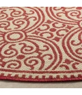 Safavieh Linden  Red / Creme LND134 6 ft. 7 in. X 6 ft. 7 in. Round Rug