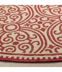 Safavieh Linden  Red / Creme LND134 6 ft. 7 in. X 6 ft. 7 in. Round Rug