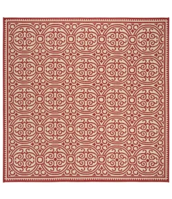 Safavieh Linden  Red / Creme LND134 6 ft. 7 in. X 6 ft. 7 in. Square Rug