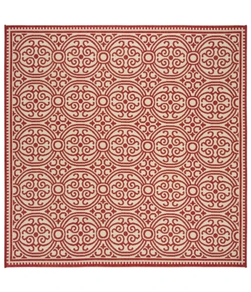Safavieh Linden  Red / Creme LND134 6 ft. 7 in. X 6 ft. 7 in. Square Rug