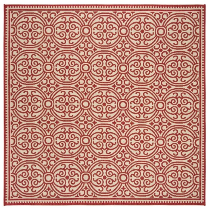 Safavieh Linden  Red / Creme LND134 6 ft. 7 in. X 6 ft. 7 in. Square Rug