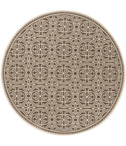 Safavieh Linden  Creme / Brown LND134 6 ft. 7 in. X 6 ft. 7 in. Round Rug