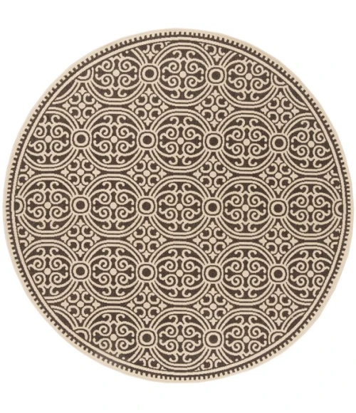 Safavieh Linden  Creme / Brown LND134 6 ft. 7 in. X 6 ft. 7 in. Round Rug