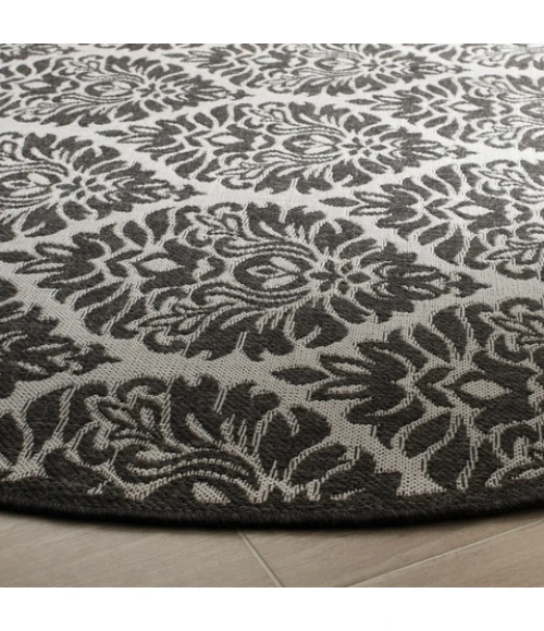 Safavieh Linden  Light Grey / Charcoal LND135 6 ft. 7 in. X 6 ft. 7 in. Round Rug
