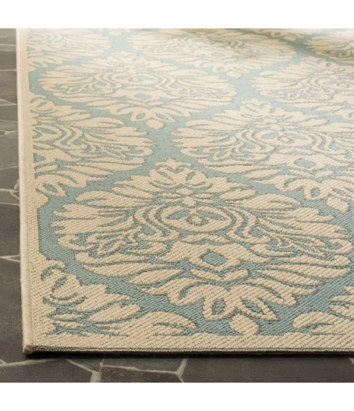 Safavieh Linden  Aqua / Cream LND135 6 ft. 7 in. X 6 ft. 7 in. Round Rug
