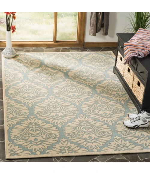Safavieh Linden  Aqua / Cream LND135 4 ft. X 6 ft. Rectangle Rug