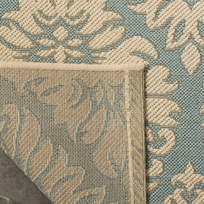 Safavieh Linden  Aqua / Cream LND135 6 ft. 7 in. X 6 ft. 7 in. Square Rug