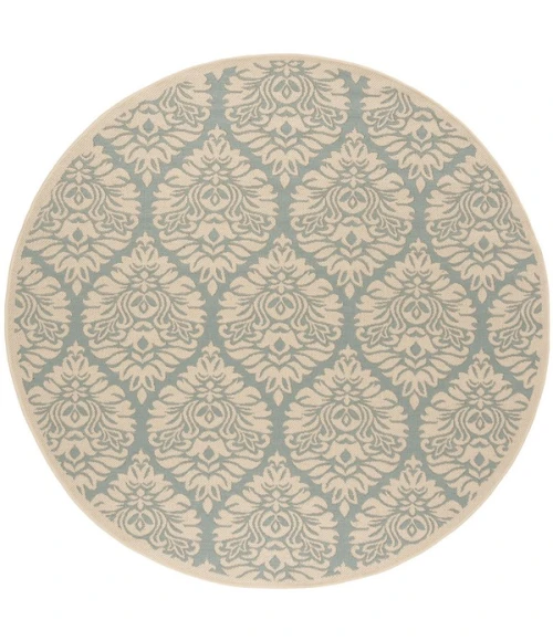 Safavieh Linden  Aqua / Cream LND135 6 ft. 7 in. X 6 ft. 7 in. Round Rug