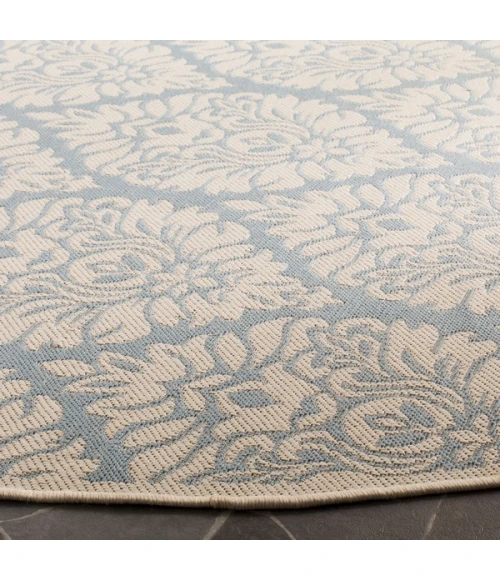 Safavieh Linden  Aqua / Cream LND135 6 ft. 7 in. X 6 ft. 7 in. Round Rug