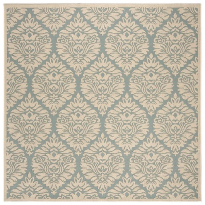 Safavieh Linden  Aqua / Cream LND135 6 ft. 7 in. X 6 ft. 7 in. Square Rug