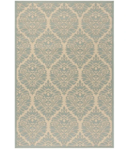 Safavieh Linden  Cream / Aqua LND135 4 ft. X 6 ft. Rectangle Rug