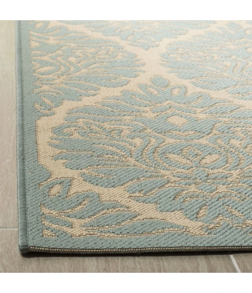 Safavieh Linden  Cream / Aqua LND135 4 ft. X 6 ft. Rectangle Rug