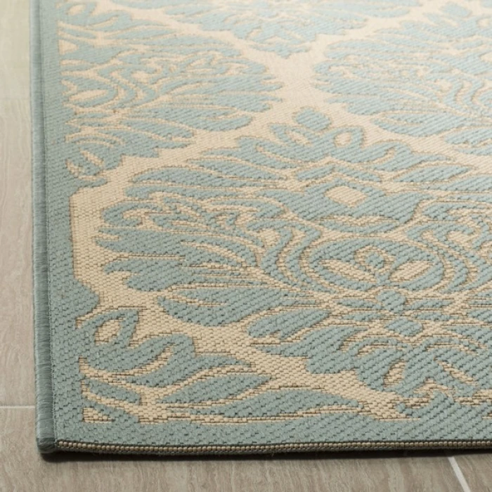 Safavieh Linden  Cream / Aqua LND135 9 ft. X 12 ft. Rectangle Rug