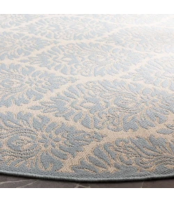 Safavieh Linden  Cream / Aqua LND135 6 ft. 7 in. X 6 ft. 7 in. Round Rug