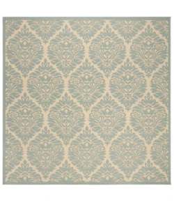Safavieh Linden  Cream / Aqua LND135 6 ft. 7 in. X 6 ft. 7 in. Square Rug