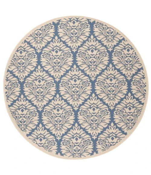 Safavieh Linden  Blue / Creme LND135 6 ft. 7 in. X 6 ft. 7 in. Round Rug