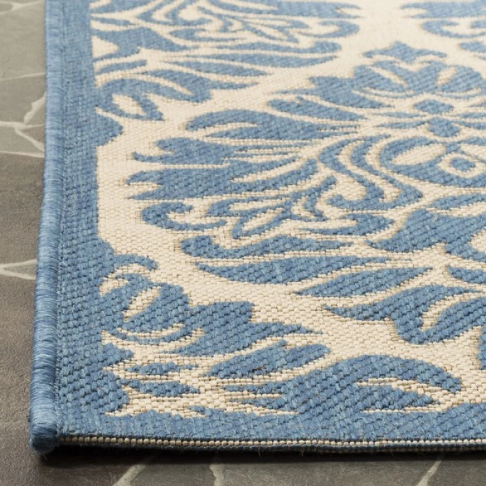 Safavieh Linden  Cream / Blue LND135 5 ft. 3 in. X 7 ft. 6 in. Rectangle Rug