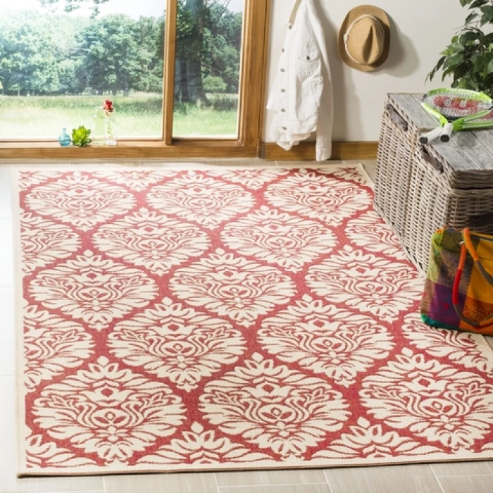 Safavieh Linden  Red / Creme LND135 5 ft. 3 in. X 7 ft. 6 in. Rectangle Rug