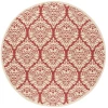 Safavieh Linden  Red / Creme LND135 6 ft. 7 in. X 6 ft. 7 in. Round Rug