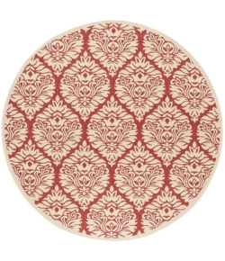 Safavieh Linden  Red / Creme LND135 6 ft. 7 in. X 6 ft. 7 in. Round Rug